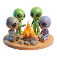 stunning minimalist A Group of Aliens Gathered Around a Campf high resolution png