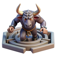 elegant minimalist A Menacing Minotaur Trapped in a Labyrint detailed png