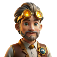 magnificent minimalist Portrait of a Steampunk Inventor with Go original png