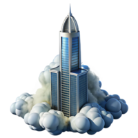 vibrant vintage A Towering Skyscraper Piercing the Clouds high resolution png