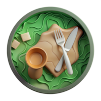 serene modern Biodegradable Plate and Cutlery Set Top View Cutout high resolution png