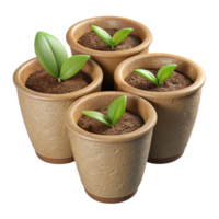 dramatic contemporary Biodegradable Seed Starter Pots with Peat Moss premium png