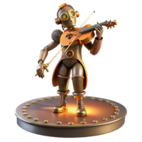 elegant modern A Steampunk Automaton Playing a Violin png