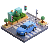 vibrant classic A Self Driving Car Navigating a Busy Int high resolution png