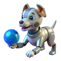 beautiful minimalist Robotic Dog Playing Fetch with Glowing Ball genuine png