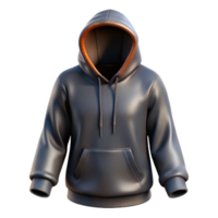 serene modern Black Hoodie Front View with Transparent Background png