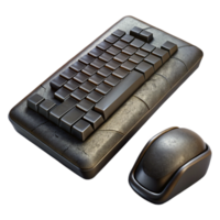 beautiful traditional Black Keyboard and Mouse Set on Transparent Background authentic png