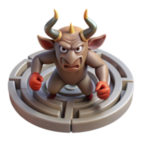vibrant minimalist A Menacing Minotaur Trapped in a Labyrint original png