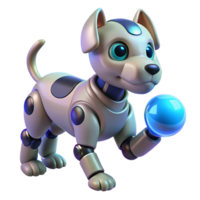 serene rustic A Robotic Dog Playing Fetch with a Glowi high quality png