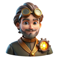 beautiful contemporary Portrait of a Steampunk Inventor with Go high resolution png