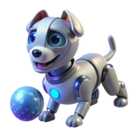 dramatic creative A Robotic Dog Playing Fetch with a Glowi high quality png