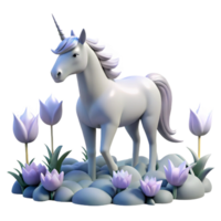 dramatic rustic A Lone Unicorn Grazing in a Field of Mo 4K png