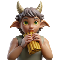 stunning vintage A Playful Satyr Playing a Pan Flute in A authentic png