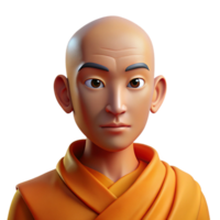 serene artistic Portrait of a Serene Monk with a Shaved high resolution png