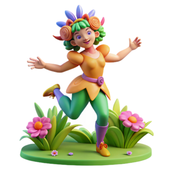 sereno rústico uma brincalhão ninfa dançando dentro uma Prado vi genuíno png