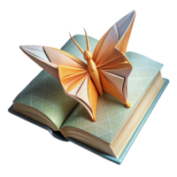 impressive rustic Book Page Origami Butterfly Side View Transparent Background authentic png