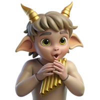 elegant minimalist A Mischievous Satyr Playing a Pan Flute exclusive png