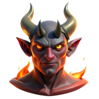serene vintage Portrait of a Demon with Horns and Glowi professional png