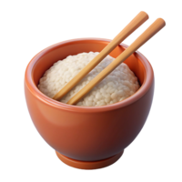 vibrant modern Bowl of Rice with Chopsticks Top View high resolution png