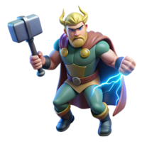 elegant modern A Powerful Thor Wielding Mjolnir Surroun professional png