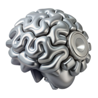 beautiful artistic Brain Gears Mechanism Illustration Silver Transparent Background exclusive png