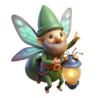 magnificent minimalist Whimsical Gnome Riding Firefly high resolution png