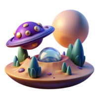 magnificent abstract A Spaceship Landing on a Lush Alien Plan professional png