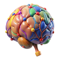 serene artistic Brain with Colorful Neurons Transparent Background png