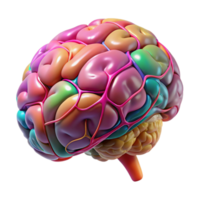 dramatic rustic Brain with Colorful Neurons Transparent Background high quality png