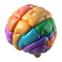 vibrant minimalist Brain with Colorful Sections Transparent Background exclusive png