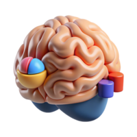 impressive modern Brain with Data Analysis Icons on White high resolution png