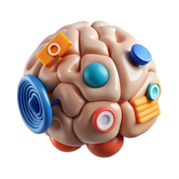 serene creative Brain with Data Analysis Icons on White high quality png