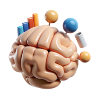 stunning minimalist Brain with Data Analysis Icons on White genuine png