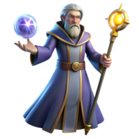 impressive vintage A Powerful Wizard Wielding a Staff Topped original png