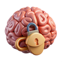 beautiful rustic Brain with Lock and Key Symbol Transparent Background professional png