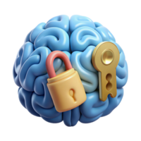 impressive artistic Brain with Lock and Key Symbol Transparent Background authentic png