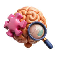 extraordinary rustic Brain with Magnifying Glass Icon on White high quality png