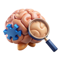 magnificent rustic Brain with Magnifying Glass Icon on White png