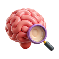 impressive modern Brain with Magnifying Glass Icon on White professional png