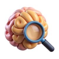 stunning contemporary Brain with Magnifying Glass Icon on White detailed png