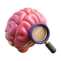 wonderful modern Brain with Magnifying Glass Icon on White png
