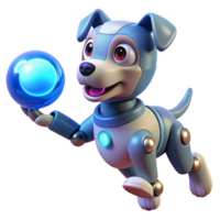 magnificent rustic Robotic Dog Playing Fetch with Glowing Ball genuine png