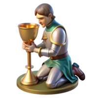 dramatic artistic A Lone Knight Kneeling Before a Holy Gra authentic png