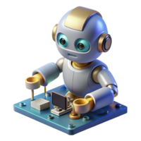 elegant classic A Tiny Robot Meticulously Assembling a M authentic png
