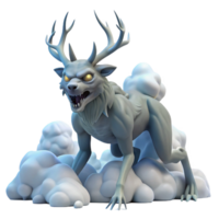 serene minimalist A Wendigo Stalking Through a Snowy Forest high resolution png