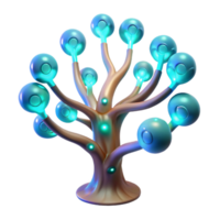 serene minimalist A Bioluminescent Tree with Data Streams Fl detailed png