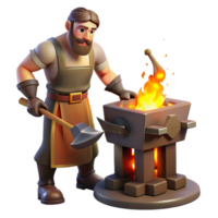 magnificent rustic Hephaestus Working at His Forge Fire Gl premium png