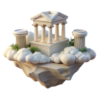 serene classic A Floating Island with Ancient Greek Templ professional png