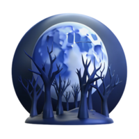vibrant traditional A Full Moon Behind Silhouetted Trees Dark original png