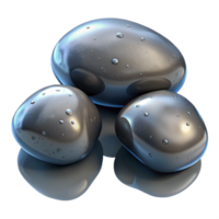 beautiful rustic Three Smooth River Stones Wet and Glisten 4K png